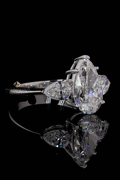 innuendo jewelery 925 Ayar Gümüş 15 mm Damla Kesim Zirkon Taşlı Yanları Taş D...