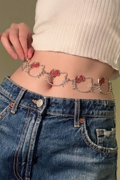 Karakedi Silver Stone Hello Kitty Waist Chain