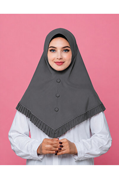 Linda Hijab Ladies Maroon Button Front Hijab with Ruffle Trim – Elegant Modes...