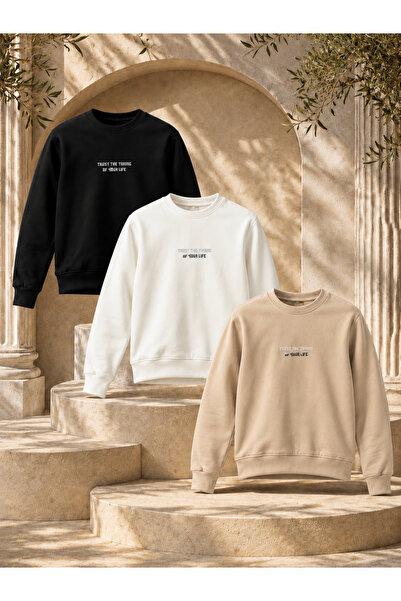 DAMGA JEANS 3 Pieces Men's Printed Relax Fit Seasonal Sweatshirt