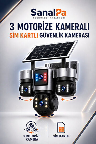 3 Motorize Kameralı 4G Sim Kartlı Siren Alarmlı Karşılıklı Konuşma Özellikli Güvenlik Kamerası