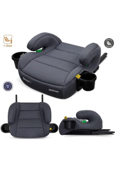 neobreez i-SANFARO i-Size ISOFIX Backless Booster Car Seat, Double Padded Foam, Compact, Lightweight & Portable Kids Car Seat, Arm Rest Seat, 2 Cup Holder, ECER129 (6-12yrs, 125-150cm, 22-36kg)