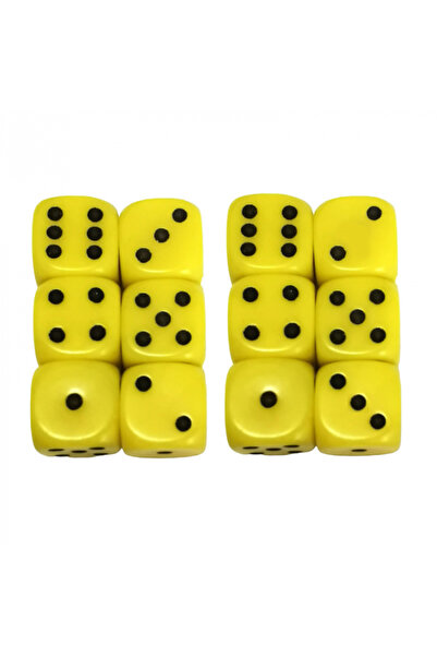 Game Master Set of 12 12 mm dice, yellow, quality, opaque plastic