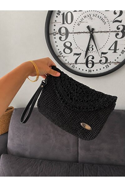 Generic Brand Elemeği Knitted Clutch Bag Clutch Bag Black Clutch Bag / Stylis...