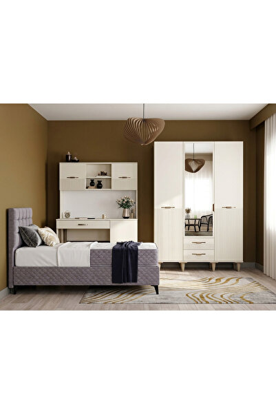 Komple MDF Genç ve Çocuk Odası / Dolap - Çalışma Masası - Baza - Yatak - Başlık