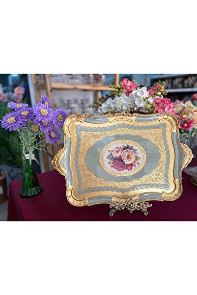 Fiorenza Marka El İşi Boyama Gül Ağacı Tepsi 54 cm