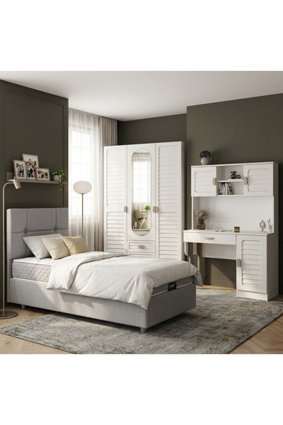 denimo Komple MDF Genç ve Çocuk Odası / Dolap - Çalışma Masası - Baza - Yatak...