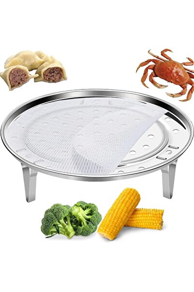 GENERAL 1-Piece Round Steamer Rack with Silicone Liners, Stainless Steel Food...