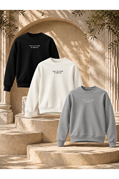 DAMGA JEANS 3 Pieces Men's Printed Relax Fit Seasonal Sweatshirt
