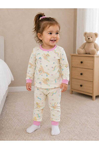 Genel Markalar Kız Çocuk Unicorn Desenli Uzun Kollu Pijama Takımı