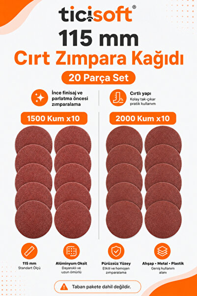 Ticisoft 115 mm Cırt Zımpara Kağıdı 20 Parça İnce Zımpara Seti 1500-2000 Kum ...