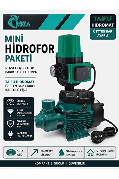 Roza 1 Hp Bakır Sargılı 750 W 3 Kat 3 Daire Otomatik Hidrofor Pompa Güçlü Basınç
