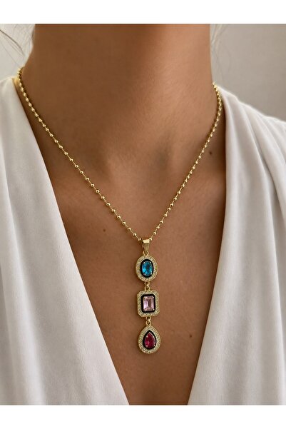 BYYEŞO Geometric Colorful Necklace (Steel)