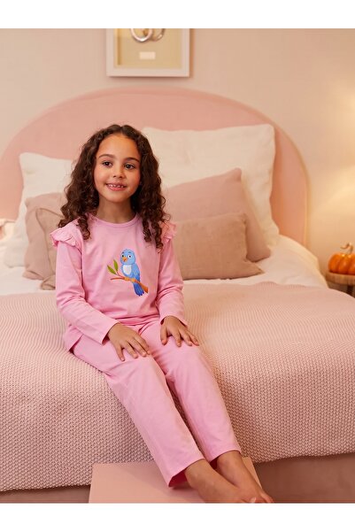 Tinymuyt Girl's Printed Combed Cotton 2-Piece Pajama Set Pink