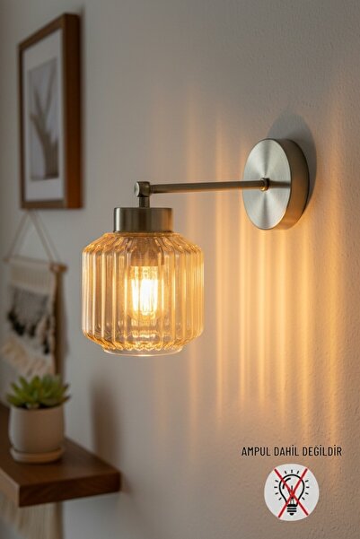 Bamyum Jerno Honey Color Glass Flat Arm E27 Modern Single Wall Sconce