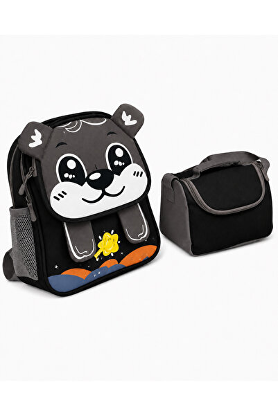 kruxon Cute Character Themed Kindergarten Bag & Thermal Lunch Box Set of 2 Bl...