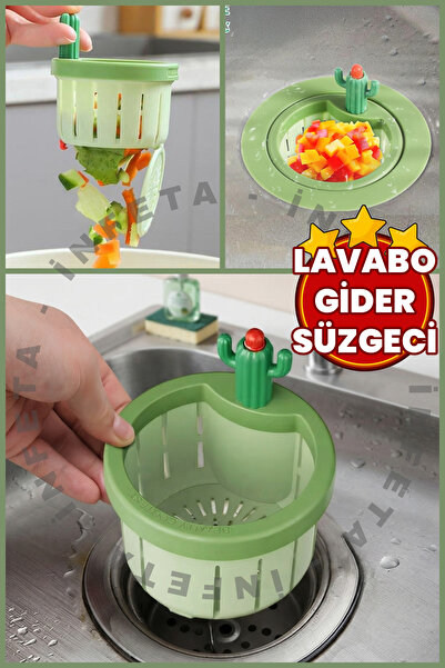 İnfeta Kaktüs Figürlü Mutfak Lavabo Süzgeci - Bas Boşalt Kolay Temizlenebilir Mutfak Gider Kapatıcı Çöp Atık Tutucu-Sevimli Lavabo Süzgeci