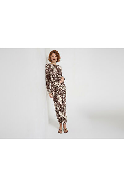 Merlot Fusta maxi cu talie elastică și model plisat