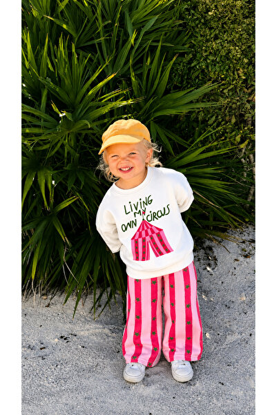 elzo collection Girl's Top Circus Printed Sweatshirt with Striped Star Detail...