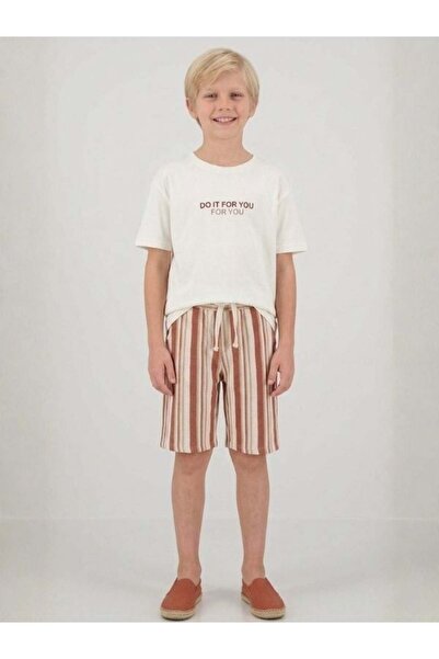 Zekids Boy's Cotton Striped Woven Shorts Set