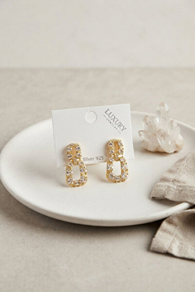 Marsilyan Zircon Stone Gold Color Brass Vintage Women's Earrings
