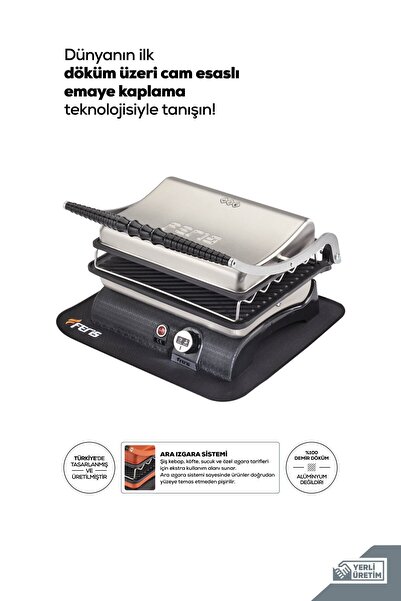 FERİS Premium Döküm Tost Makinesi Emaye Kaplamalı Inox