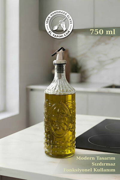 Glamis Selen Concept Zambak Model Large Size Handmade Glass Oil and Vinegar D...