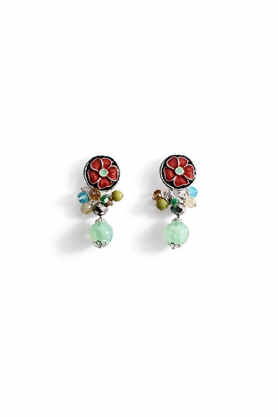 New Obsessions Çiçek ve Boncuklu Sallantılı Küpe