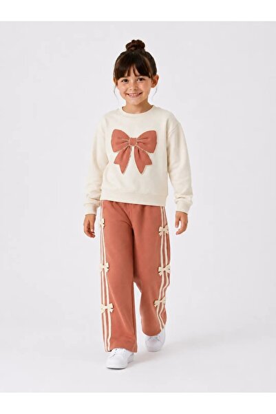 My Hanne Bowknot Embroidered Wide Leg Girls' Set 32455