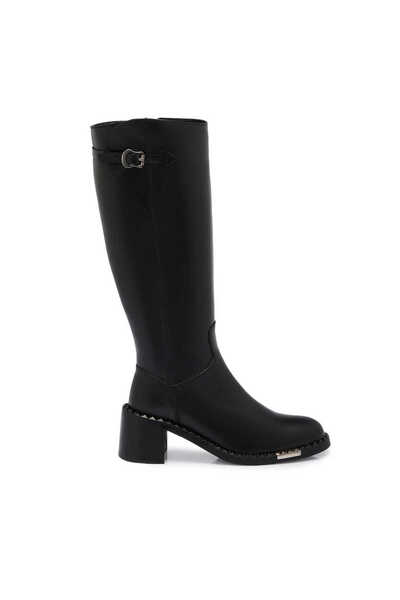 Tergan Siyah Hakiki Deri Kadın Çizme - K25K1CM68266-A23