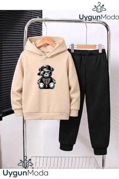 UygunModa SET DE Trening pentru copii, cu imprimeu urs negru, glugă, interior...