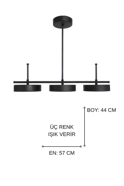 Fer Avize Çello Led Modern Tasarım 3 Renk Işık Seçenekli Enerji Tasarruflu 3'lü Led Avize Mutfak Salon Çocuk Odası Giyinme Odası