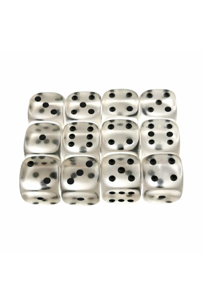 Game Master Set of 12 dice, 12 mm, quality, transparent plastic