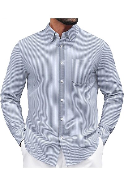 GENERAL Casual Shirt Long Sleeve Button down Shirts for Men Oxford Fabric Dre...