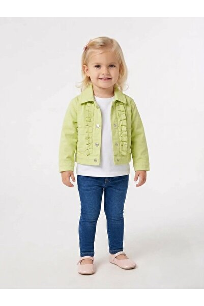 nk kids Girl's Ruffle Detailed Gabardine Jacket