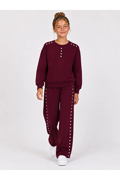 My Hanne Staple Detailed Wide Leg Girls' Suit 32470
