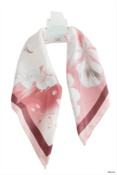 ZERO LAND MURATECH Eșarfă din satin cu flori Zr 50x50 (164138) cm Roz