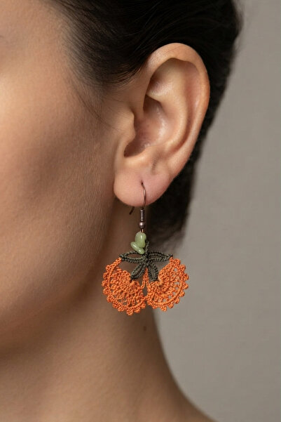 PETEK AKSESUAR Large Clover Flower Embroidered Handmade Ethnic Bohemia Earrings