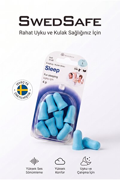 SwedSafe Sleep Kulak Tıkacı, 4 Çift, En Rahat Uyku İçin Özel Tasarım, Gürültü...