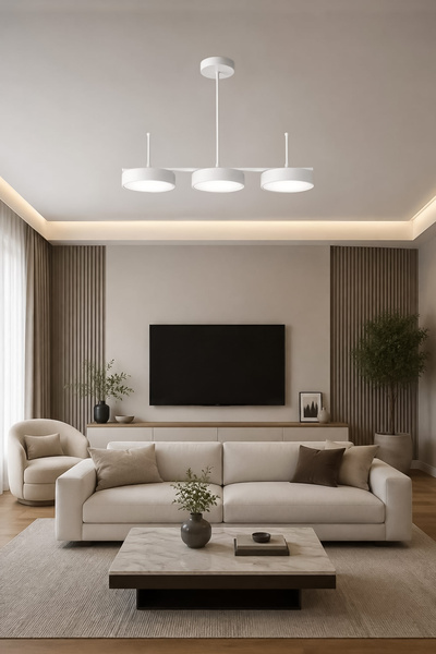 Fer Avize Çello Led Modern Tasarım 3 Renk Işık Seçenekli Enerji Tasarruflu 3'lü Led Avize Mutfak Salon Çocuk Odası Giyinme Odası