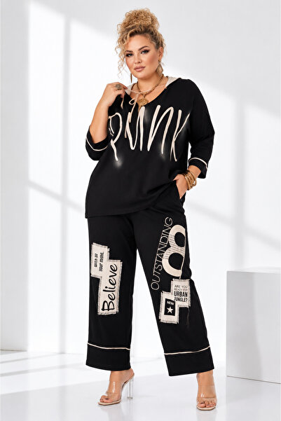 DARKWIN Plus Size Hooded Zippered Pocket Stylish Sports Women's Top and Botto...