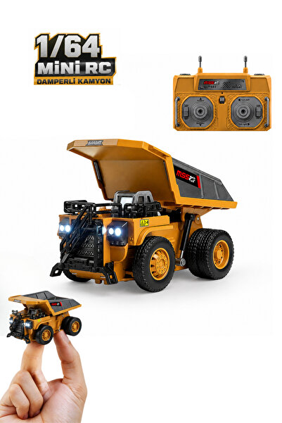 TUENGİ STORE Uzaktan Kumandalı 1/64 Mini Damperli RC Kamyon Metal Alaşım 8 Ka...