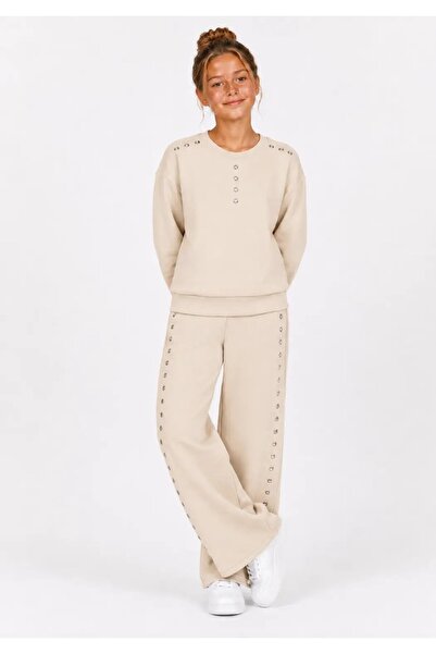 My Hanne Staple Detailed Wide Leg Girls' Suit 32472