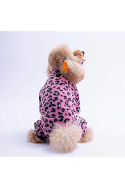 Pawstar Pink Innsbruck Leopard Patterned Jumpsuit Small Breed Plush Jumpsuit ...