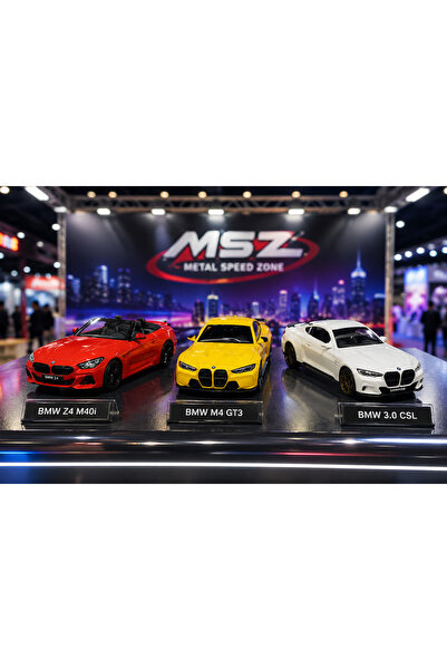 PONİKİDO MSZ 3'lü BMW Metal Model Araba Seti Z4 M40i M4 GT3 3.0 CSL Oyuncak A...