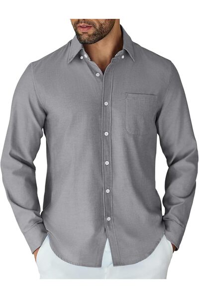 GENERAL Casual Shirt Long Sleeve Button down Shirts for Men Oxford Fabric Dre...