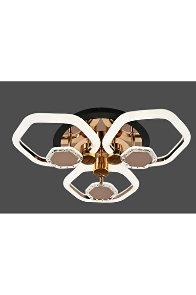 RFAN Candelabru LED RFAN, Model 1008/3+3, Cu telecomandă, 3 tipuri de lumină, Intensitate reglabilă, 90W, Negru/Auriu