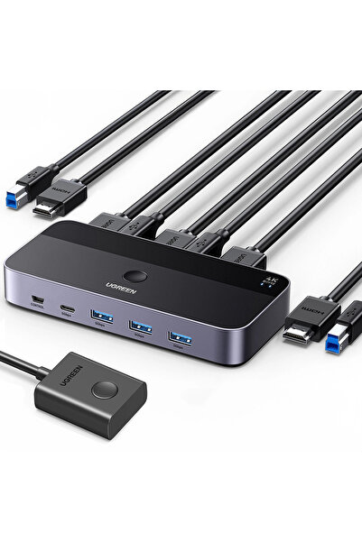 Ugreen Comutator KVM CM664 (15707) - 2x HDMI, 2x USB-B, USB-C la HDMI, 3x USB...