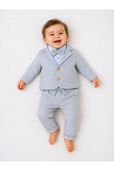 tinytrends Baby Boy Cotton Bodysuit, Jacket, Bow Tie Suit