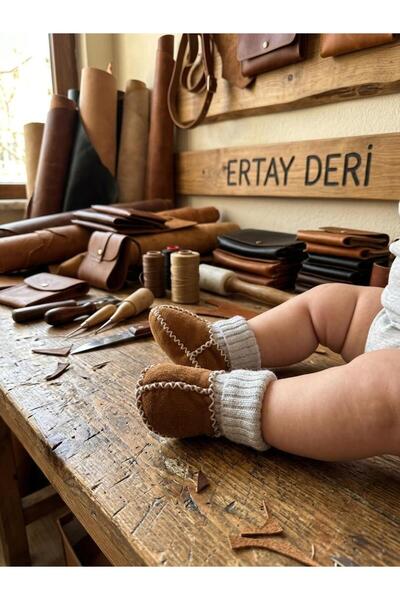 Ertay Deri Genuine Leather Handmade Baby Booties Baby Home Shoes
